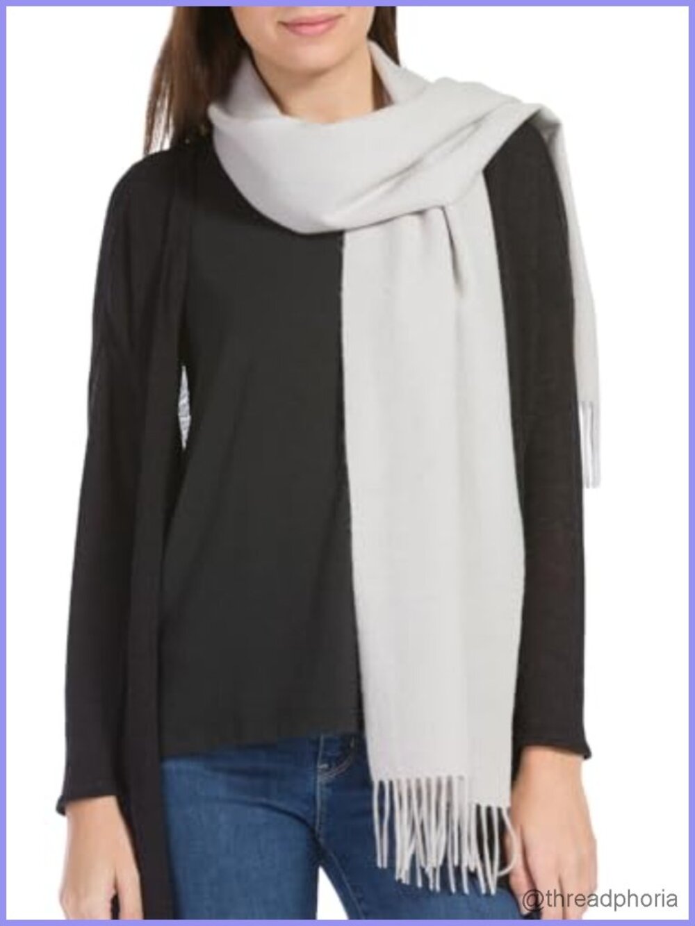 100% Pure Cashmere Winter Scarf with Fringe Details
